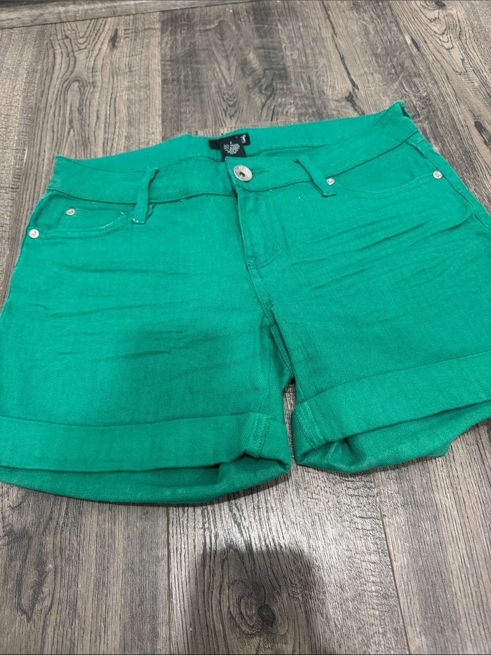 a.n.a Green Cuffed Denim Shorts